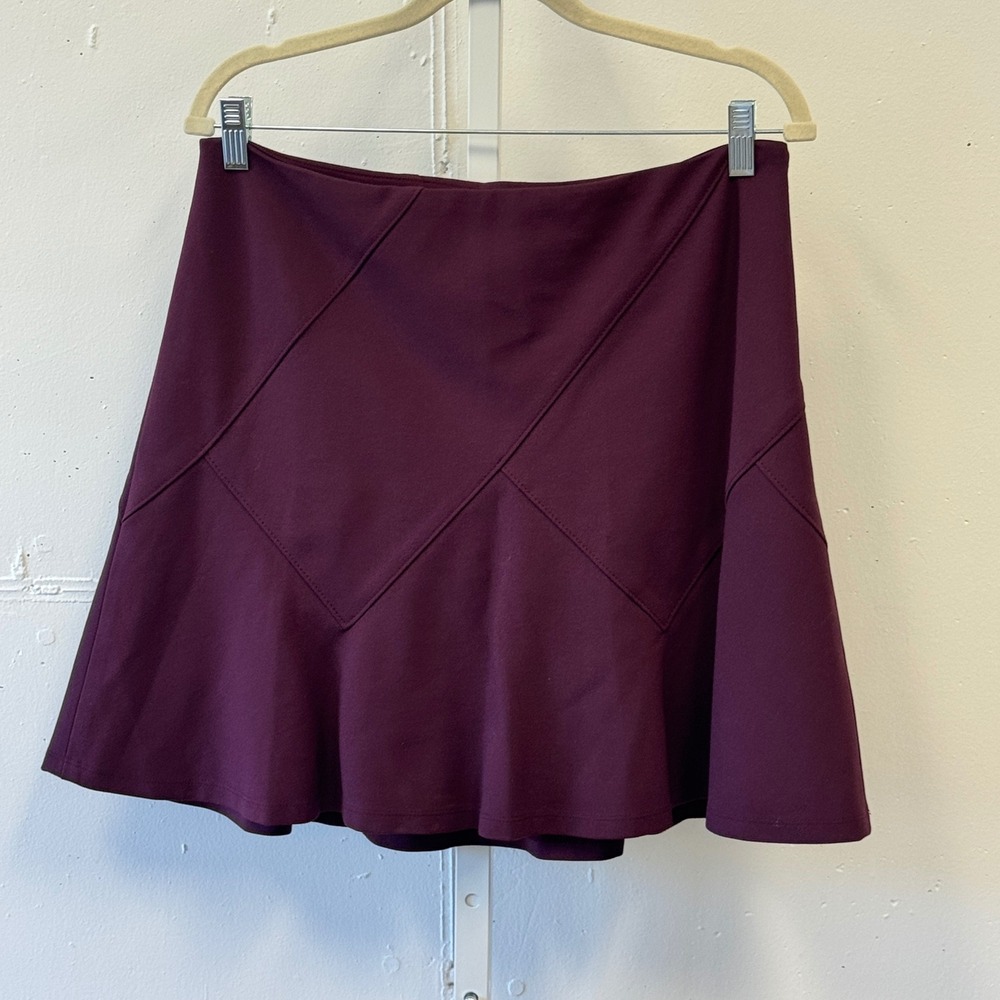 White House Black Market Plum Burgundy Paneled Ponte A-Line Skirt 10P Petite